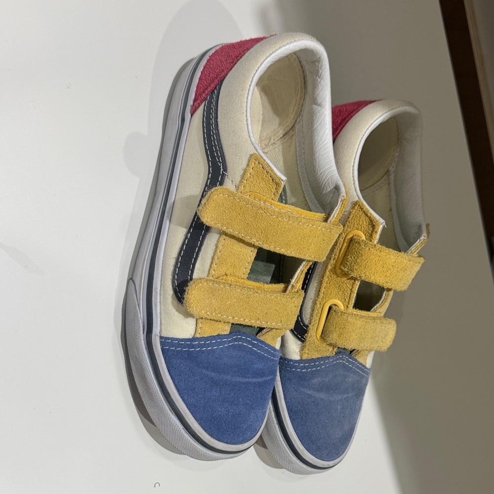 Vans Kids Yellow and Blue Velcro Sneakers